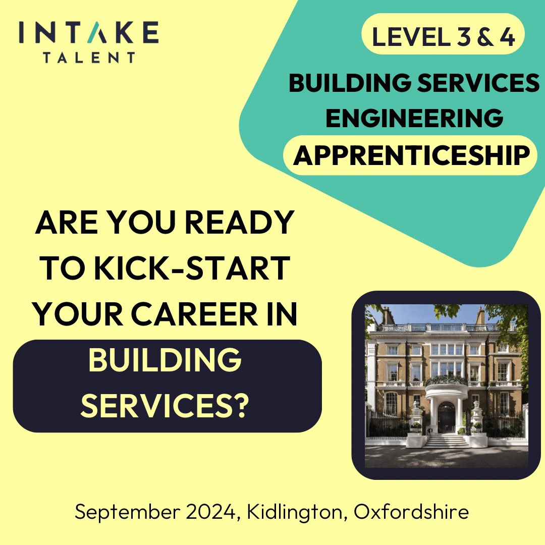 We are recruiting for a Building Services Engineer for a fantastic organisation in Oxfordshire! 

Get in touch if you or you know someone who would be interested.

Summer 2024!

intaketalent.co.uk #apprenticeship @OxLEPSkills #recruitment #buildingservices