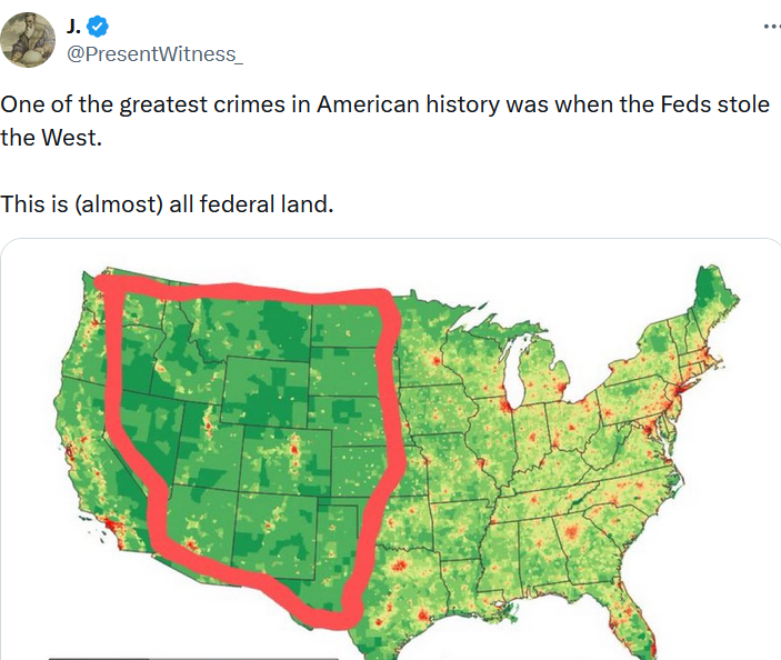 Well, it is all stolen and so is the rest of the country. But the 'crime' alleged here is not selling off/giving away that western part to private owners (the feds tried, all through the 19th/early 20th centuries!). Also, they couldn't even draw that line accurately...