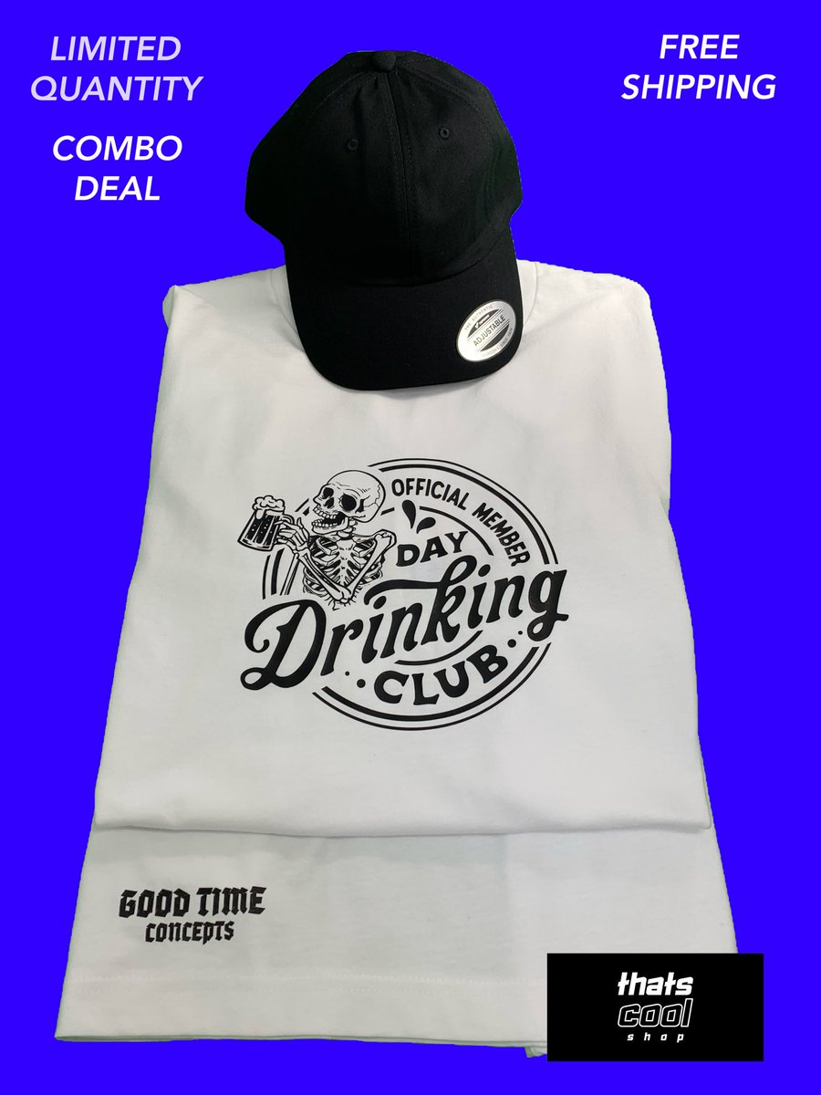 thatscoolshop's tweet photo. Check out the Day Drinking Club T-Shirt and Dad Hat Combo 🔥 https://t.co/ZG9CkMilLE