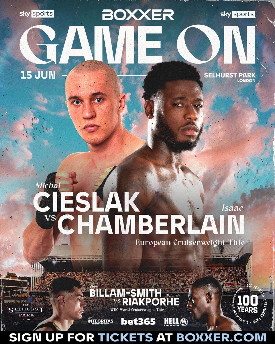 FIGHT ANNOUNCED! @IChamberlain_ will face Michal Cieslak for the European Cruiserweight Title on the undercard of Billam-Smith v Riakporhe on June 15 @ Selhurst Park #BillamSmithRiakporhe #CieslakChamberlain | @SkySportsBoxing | @peacock | @CPFC