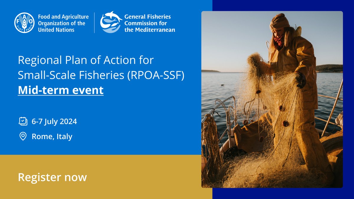 #DYK that 2024 marks the mid-term point of the #RPOA_SSF❓ Join us during the #SSFSummit2024 for a dedicated #Mediterranean #BlackSea event to review progress, set priorities, and exchange ideas toward its 2028 objectives. 📣Registration is now open: fao.org/gfcm/activitie…