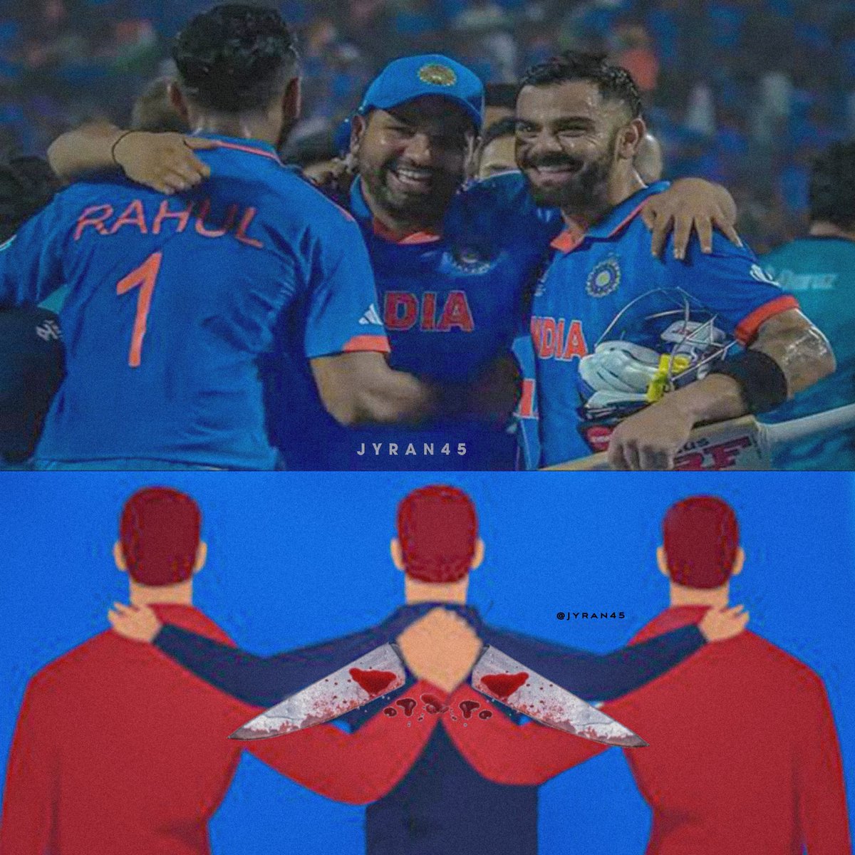 Dear @ImRo45, your hope of winning the ODI World will remain alive only if you somehow win the 2024 T20 World Cup, but you can never win that with these statpadders Klol and Chokli, don't trust these two snakes again and again. No one will remember your being nice to everyone