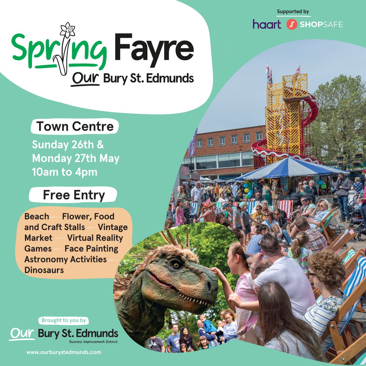Join us on Sunday May 26th and Monday May 27th, from 10:00am to 4:00 pm at our Spring Fayre event. 🌸Get ready for fun in the sun at the Urban Beach and encounter big dinosaurs along with adorable baby dinos in Charter Square at the arc Shopping Centre. bit.ly/3TVF7a9