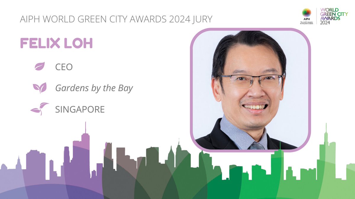 🟢Meet the #Jury for the @AIPHGlobal #WorldGreenCityAwards 2024🌍 We are proud to have Mr Felix Loh on the Jury-As CEO of @GardensbytheBay, he is a distinguished horticulturist with 20+ years experience & many notable successes & awards in managing parks aiph.org/green-city/gre…