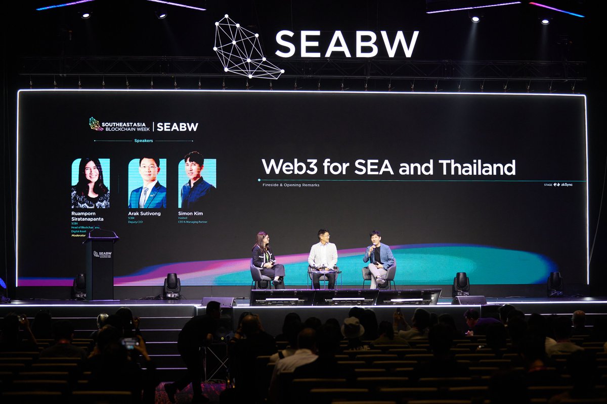 Yesterday's Fireside Chat shed light on Web3's promising future in SEA and Thailand 🌐✨! Ruamporn Siratanapanta led an engaging discussion with Dr. Arak Sutivong @arak_dr39442 and Simon Kim @simonkim_nft, diving into the transformative impact of blockchain tech. #SEABW2024