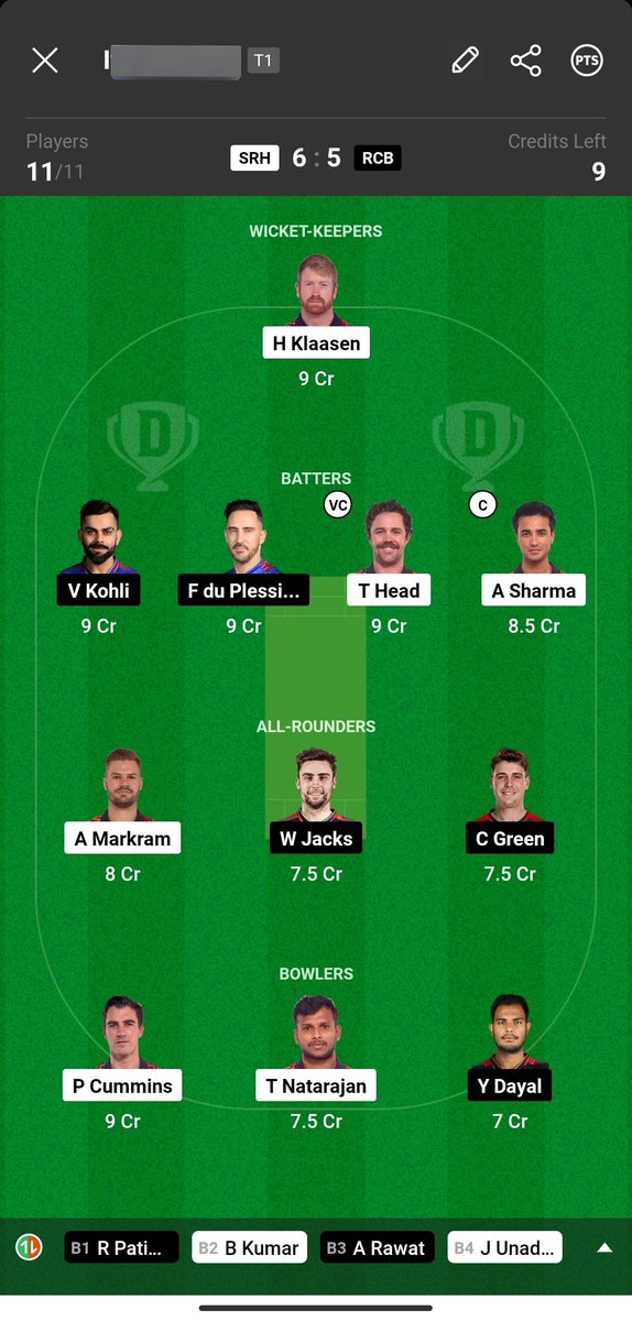 My dream11 owen team