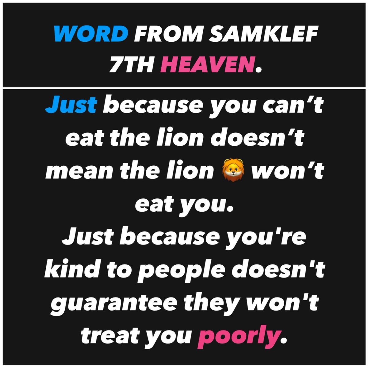 The SAMKLEF 7th heaven mindset.