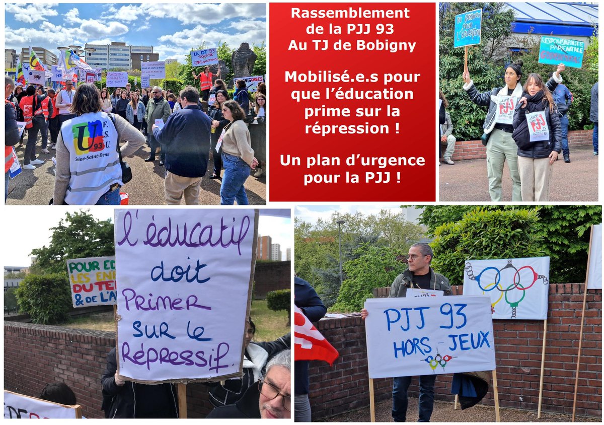 Rassemblement  et Mobilisation de la PJJ 93  Au TJ de Bobigny Mobilisé.e.s pour que l’éducation prime sur la répression ! Un plan d’urgence pour la PJJ ! 
#pjj #ase #protectiondelenfance #justicedesenfants #éducation #éducationpourtousettoutes