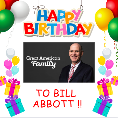 Let's all wish our favorite @GAfamilyTV CEO & President a Happy Birthday! Thank you @billabbottHC for all you are doing to build this amazing faith & family network!  I love #greatamericanfamily & can't wait to see it grow even more! Hope you get to relax & enjoy your birthday!🎂