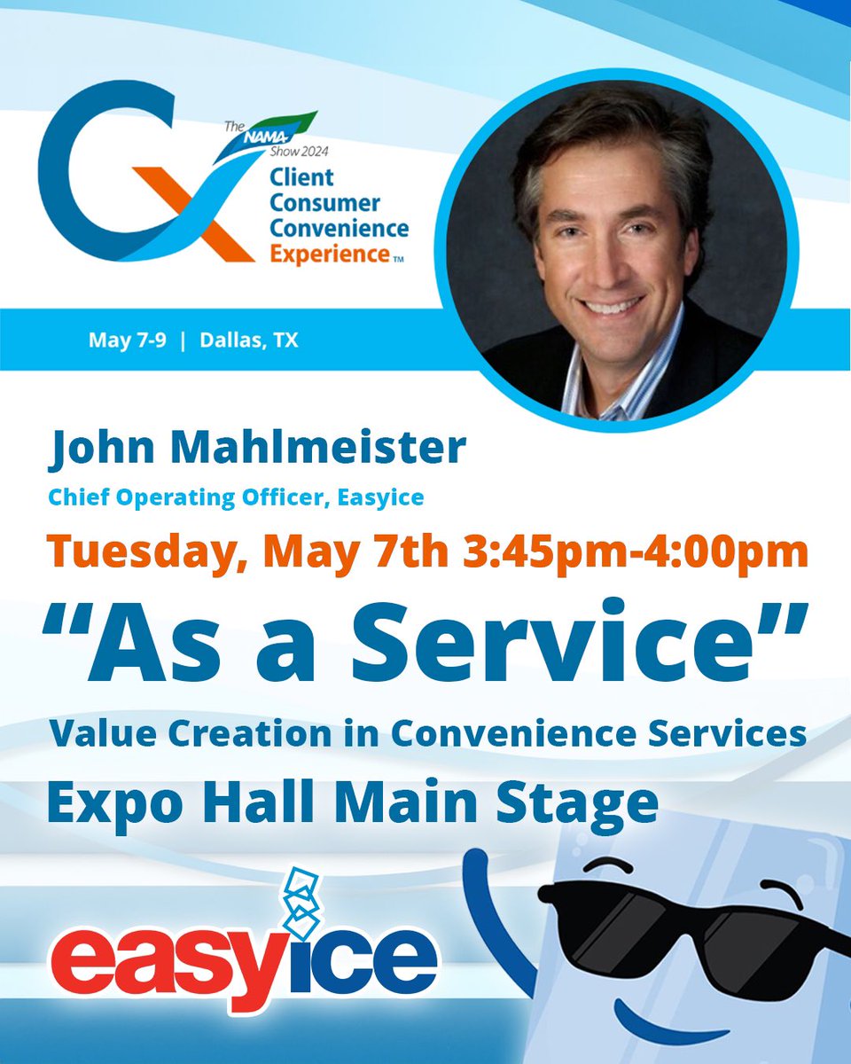 If you are coming to the NAMA event in Dallas Texas make sure to come to hear our COO John Mahlmeister speak on Tuesday May 7th 🧊❄️💪 We are so excited for all the people we will see during this event! Come by and talk about ice machines