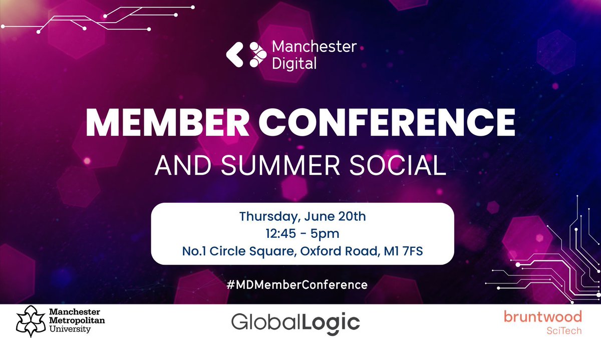 Our Member Conference and Summer Social is back!🌞🍹 Join us for Manchester Digital's annual Member Conference on Thursday 20th June. We will bring together some of the top digital and tech companies in Manchester. Have you booked your ticket yet? buff.ly/3JcuGKv