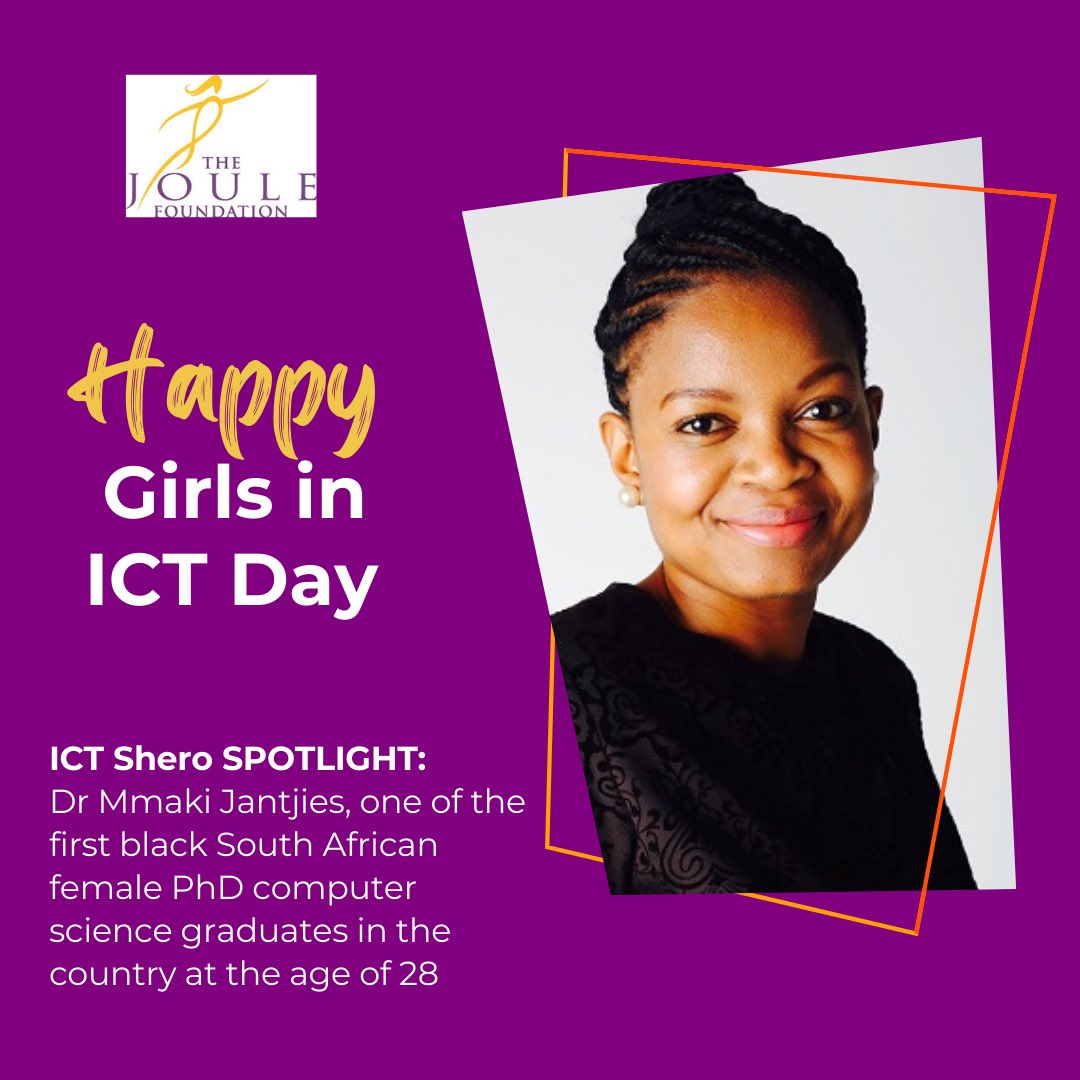 Happy #GirlsinICTDay!! 

To celebrate, we spotlight Dr Mmaki Jantjies, one of the first black South African female PhD computer science graduates in the country. She completed her doctorate at the age of 28 💪 

Here’s to all the STEAM Sheroes pursuing a career or studies in #ICT