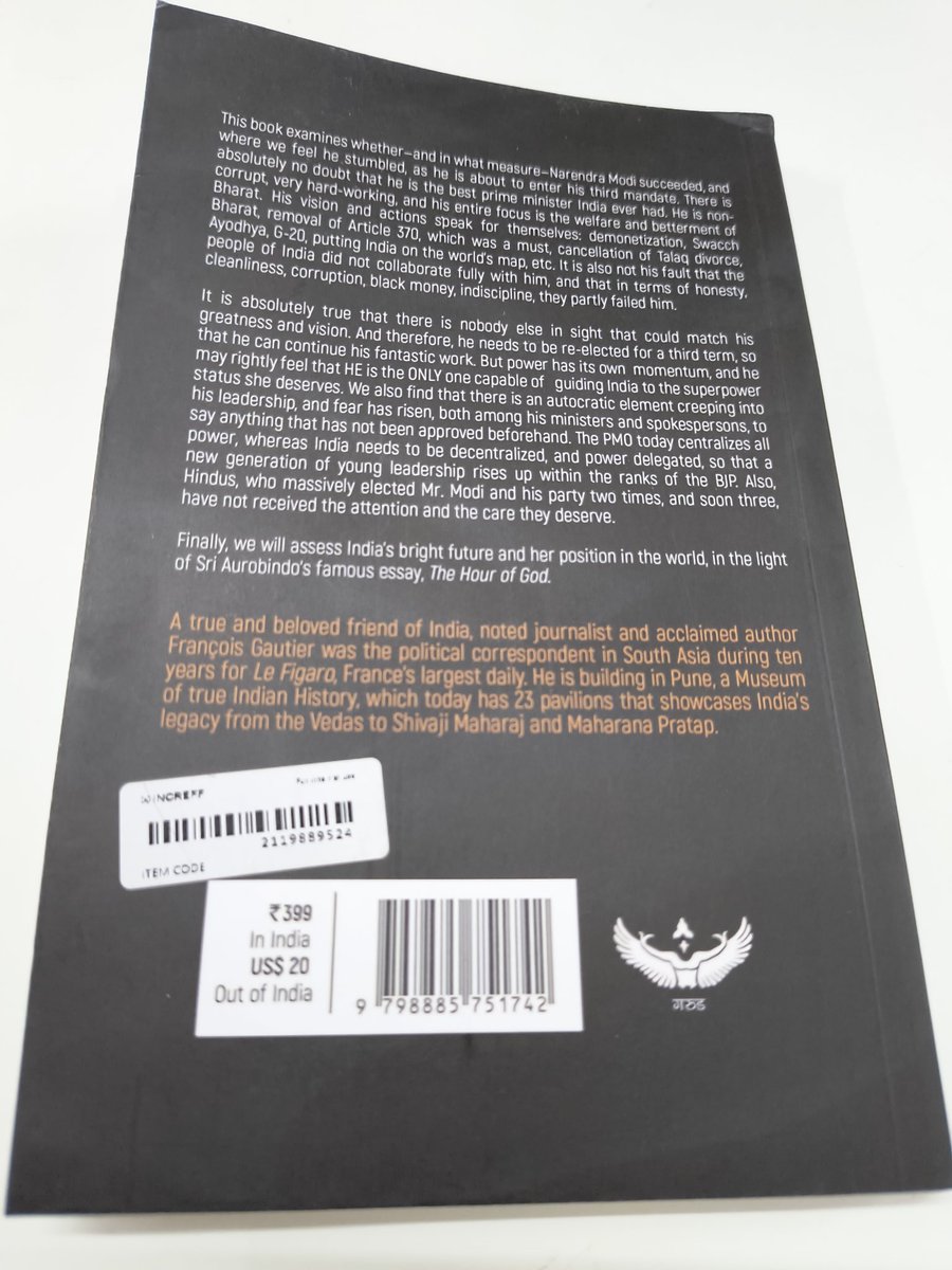 We received a copy of the book 'India, Hindus and Narendra Modi' written by the fascinating author in @fgautier26 ji today. Coming up shortly with an exclusive content on the same. @GarudaPrakashan