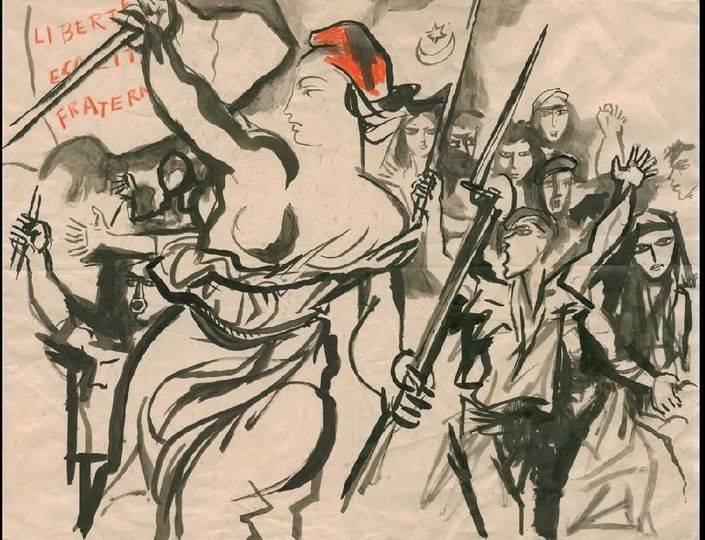 Buon 25 Aprile. Per i morti della resistenza Qui Vivono per sempre Gli occhi che furono chiusi alla luce Perché tutti Li avessero aperti Per sempre Alla luce Giuseppe Ungaretti Renato Guttuso, 'Liberté, Égalité, Fraternité'. #25aprile #ArteYArt