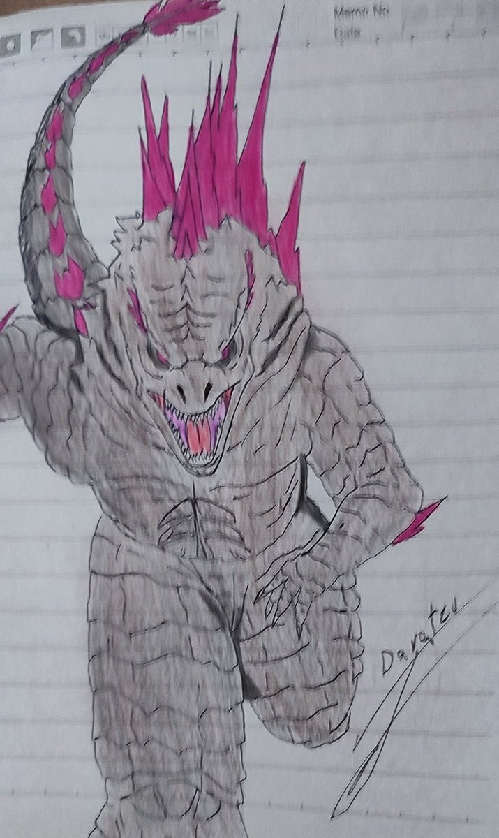 Más detalles 
mejor coloreado
 y con mayor parecido que el último dibujo que hice de él 
Nada menos para el rey de los monstruos 
#GodzillaXKong #Godzilla #GodzillaVsKong