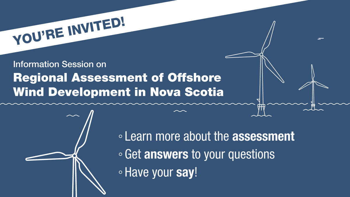 Join us today for an information session in #SydneyNS on the Regional Assessment of #OffshoreWind Development in #NovaScotia.

Learn more 👉 iaac-aeic.gc.ca/050/evaluation…