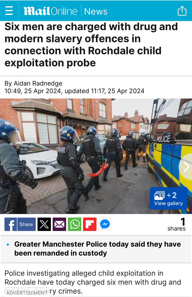 Usual suspects. Police investigating alleged child exploitation in Rochdale have today charged six men with drug and modern slavery crimes. Greater Manchester Police this morning announced the 42 charges in total against Azaad Ali, 26, Harris Ali, 19, Aadam Ali Sajjad, 18,