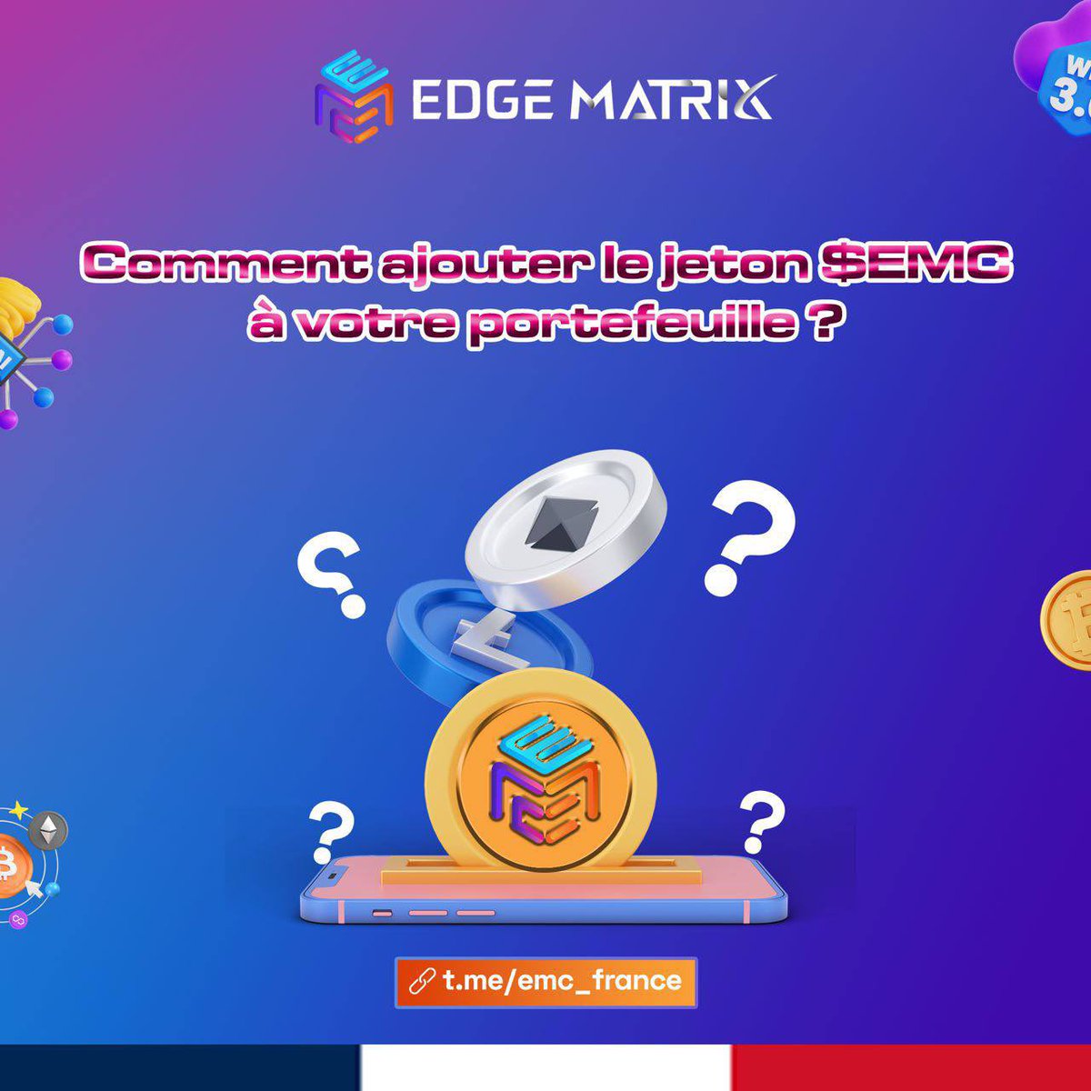 EMC_french's tweet photo. 𝗖𝗼𝗺𝗺𝗲𝗻𝘁 𝗮𝗷𝗼𝘂𝘁𝗲𝗿 𝗹𝗲 𝗷𝗲𝘁𝗼𝗻 $𝗘𝗠𝗖 𝗮̀ 𝘃𝗼𝘁𝗿𝗲 𝗽𝗼𝗿𝘁𝗲𝗳𝗲𝘂𝗶𝗹𝗹𝗲 ?

🎯Nous allons découvrir dans ce thread comment ajouter $EMC le jeton du projet @EMCprotocol.

Mais comment l’avoir dans notre portefeuille ?

Suivez mon doigt 🤩
👇🏽👇🏽👇🏽👇🏽👇🏽👇🏽👇🏽 https://t.co/HLQWYWkEqB
