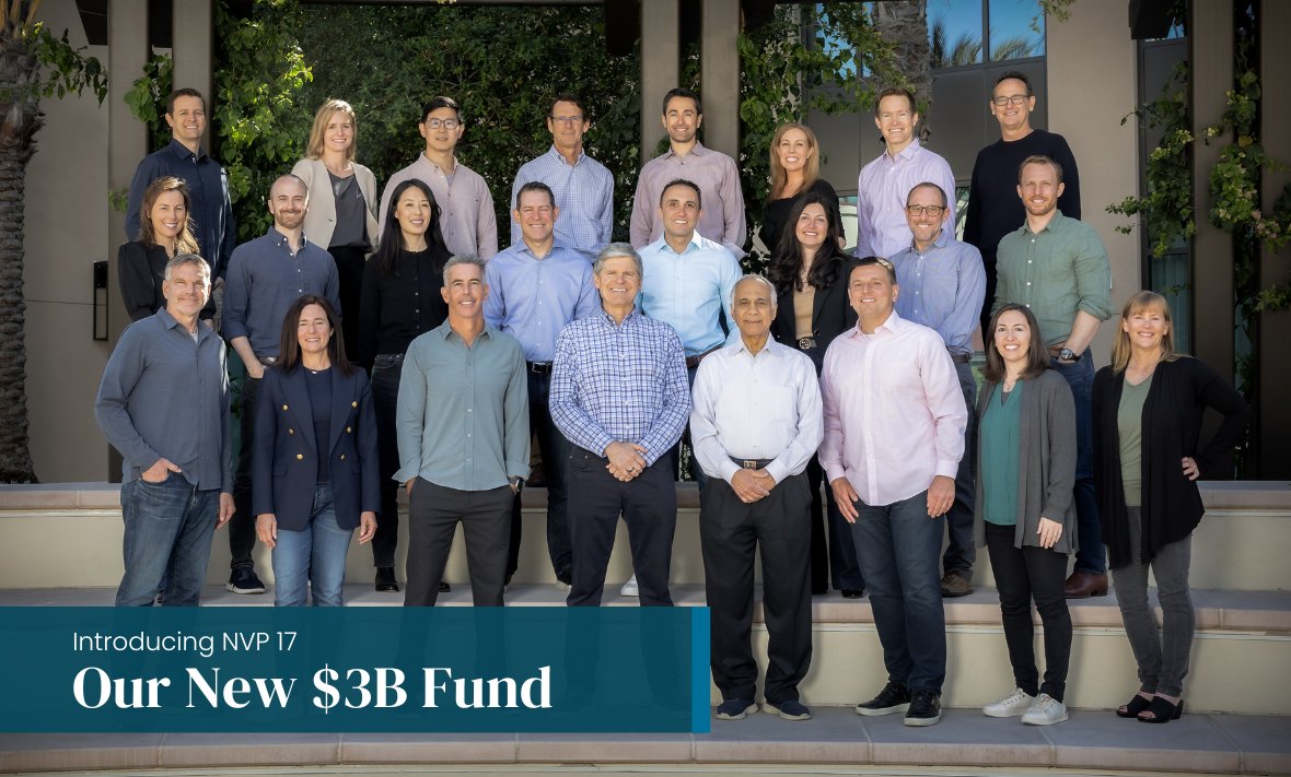 Today, we celebrate the closing of our new $3B venture and growth equity fund. With NVP 17, our team will continue to collaborate closely with founders, CEOs, and management teams through the ups and downs of company building. Read more about our fund: nvp.co/nvp17