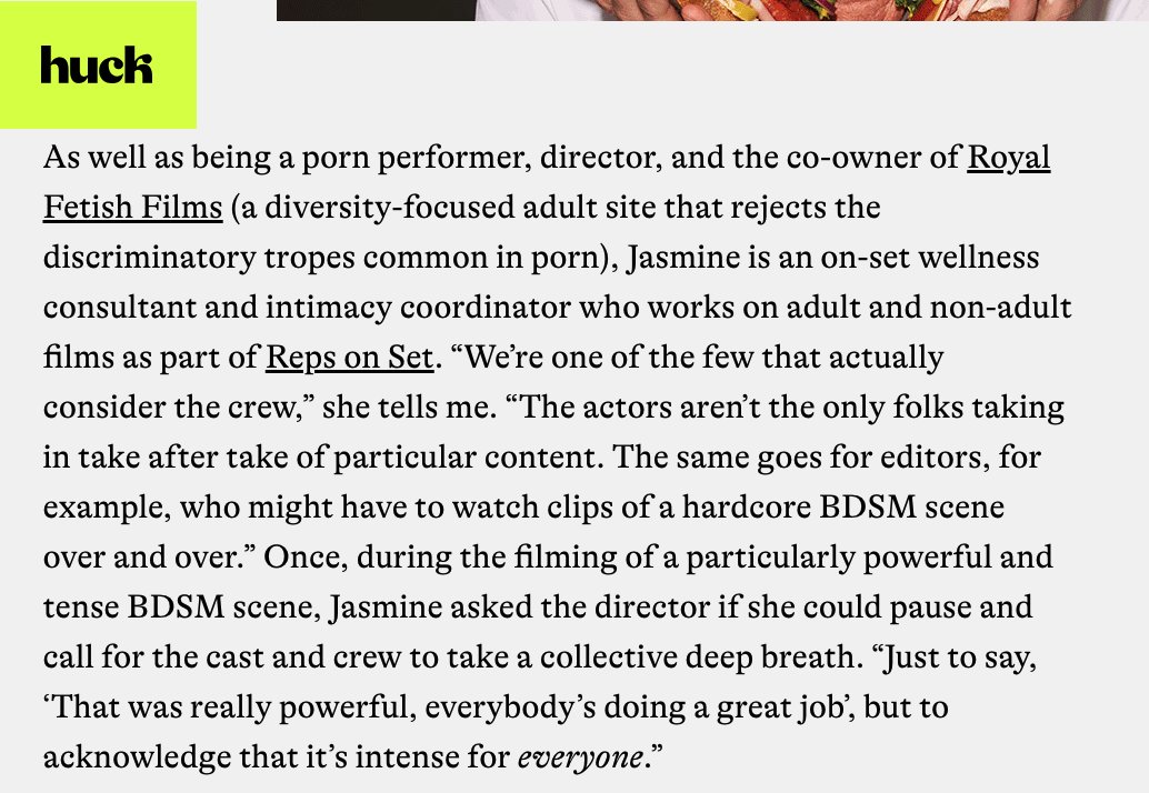 Thank you @britdawson for allowing me to share my take for on-set support in the adult industry ! Shout out to @repsonset for being trailblazers in SO many ways! huckmag.com/article/the-tr…