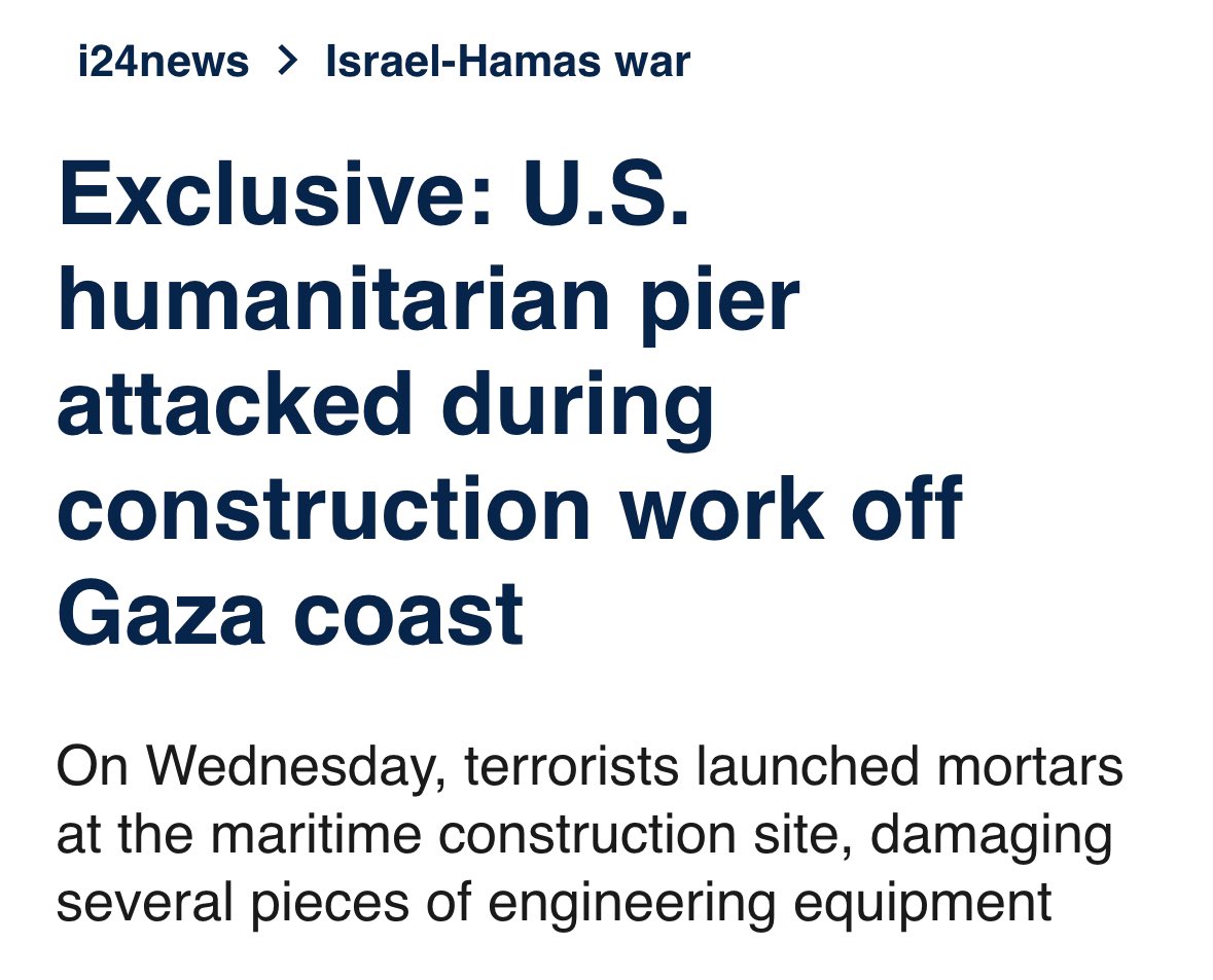The United States is risking the security of our military personnel to provide aid to Gaza, Gaza’s terrorists are trying to blow up the pier that would deliver that aid. This is a thankless fool’s errand.