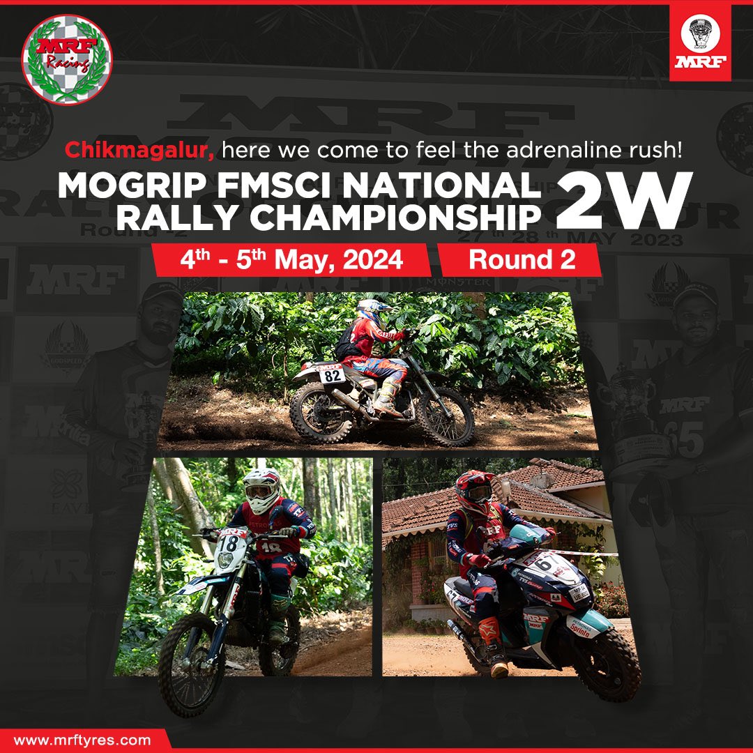Mark the dates on your calendars and get ready to feel the thrill at Chikmagalur. Stay Tuned for more updates on mrfmotorsports.com #MRF #MRFRallyRAcing #RallyRoundTwo #MOGRIP #FMSCI