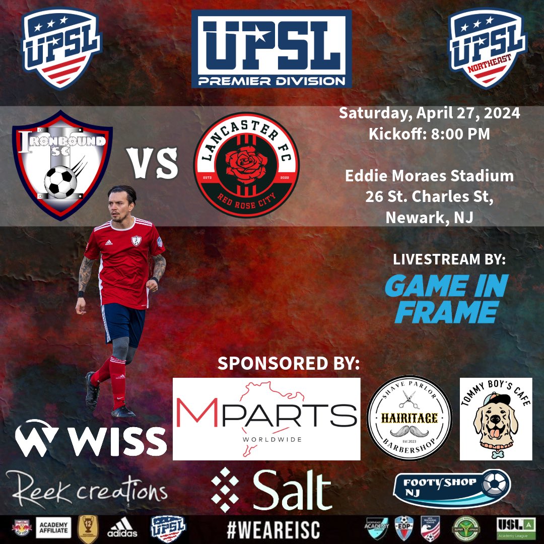This Saturday evening our UPSL returns home to Eddie Moraes Stadium to host Lancaster FC. Both teams are looking for the 3 points so they can be top of the Premier Division table. Kickoff is set for 8 PM. 

If you cannot make it to the game, catch the livestream by @gameinframe