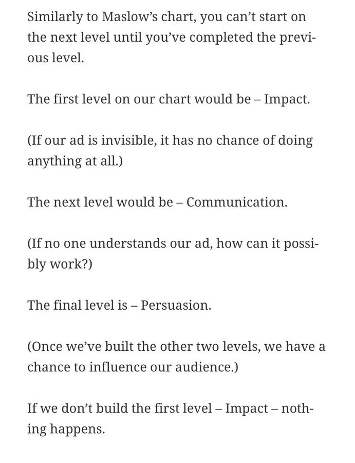 Lovely piece from @davetrott on the three principles of advertising and making sure you complete one before moving to the next… davetrott.co.uk/2022/10/mazlow…