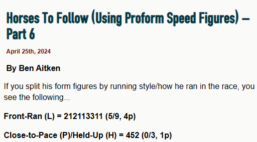 We have the next instalment from @Narrowthefield in his horses to follow series using Proform speed figures tinyurl.com/2rxp9bkk