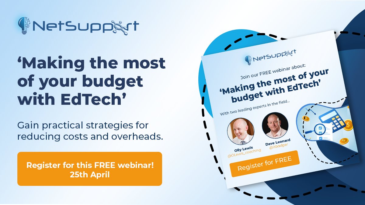 There's still time to register for our latest webinar! Catch @ICTEvangelist, @OLewis_coaching and @itbadger today from 4pm (BST) as they discuss making the most out of your budget with EdTech! Plus, it's free to attend! mvnt.us/m2414695