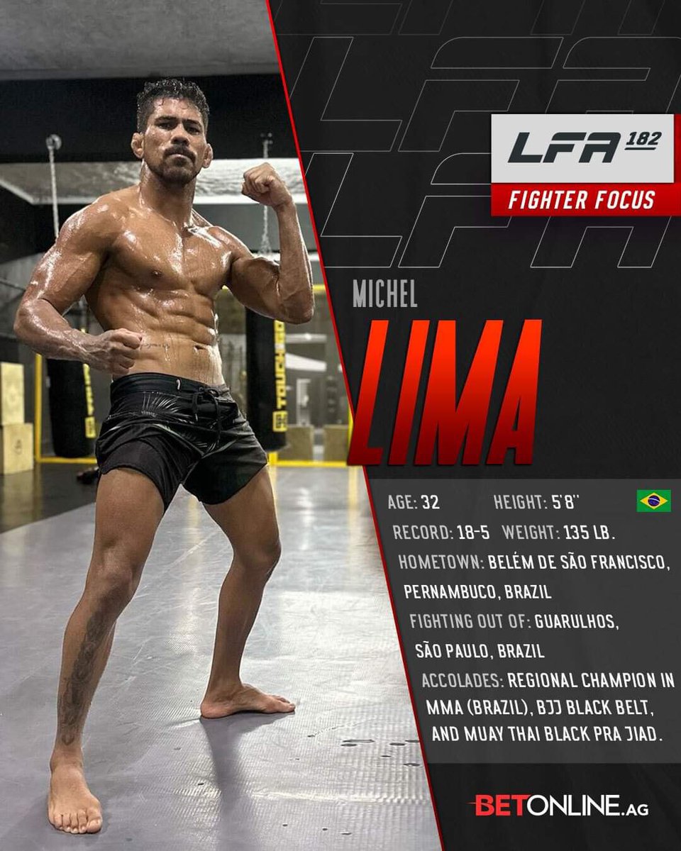LFAfighting's tweet photo. #FighterFocus: Top Brazilian prospect #MichelLima makes his LFA debut in the Co-Main Event of #LFA182! 🇧🇷
Powered By: @BetOnline_AG
TOMORROW!
@Sanford_Complex
#SiouxFalls, #SouthDakota
🎫: https://t.co/uJxoeMv0FB
#MMA
#LFANation
@UFCFightPass https://t.co/DxJ1Gyko06