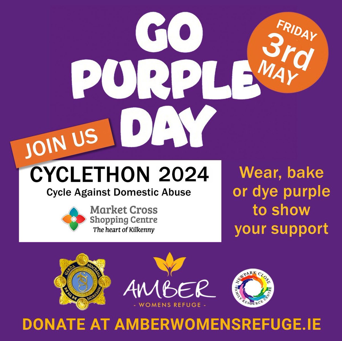 Join us on Go Purple Day 2024 to show your support & stand in solidarity against all forms of domestic abuse #gopurpleday #wearpurple #bakepurple #dyepurple #raiseawareness #standagainstdomesticabuse #solidarity #domesticabuse #kilkenny #gopurple #donate @gardainfo @SAFEIreland