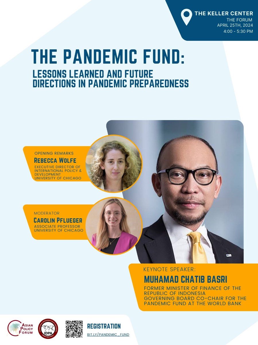 Sore ini 25 April 2024, 4-6 pm (Chicago time) saya akan berbicara di Harris School of Public Policy, University of Chicago mengenai Pandemic Fund.