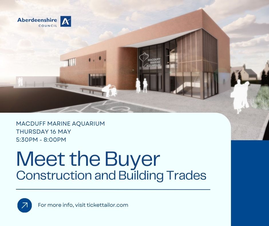 ℹ️ Meet the Buyer

All #Construction & #Building #trades are invited without obligation, to a🆓local @EconDevAbshire event to share information on the #procurement process involved for the works due to commence at #MacduffMarineAquarium
#LevellingUp

🧱bit.ly/MTB160524
1/2