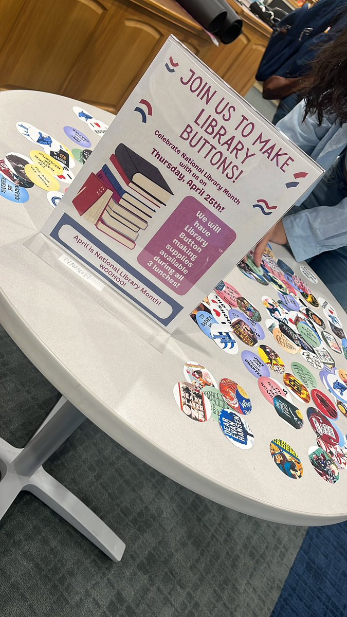 April is National Library Month!! Before school and during all 3 lunches!!! Come join us! 🎉