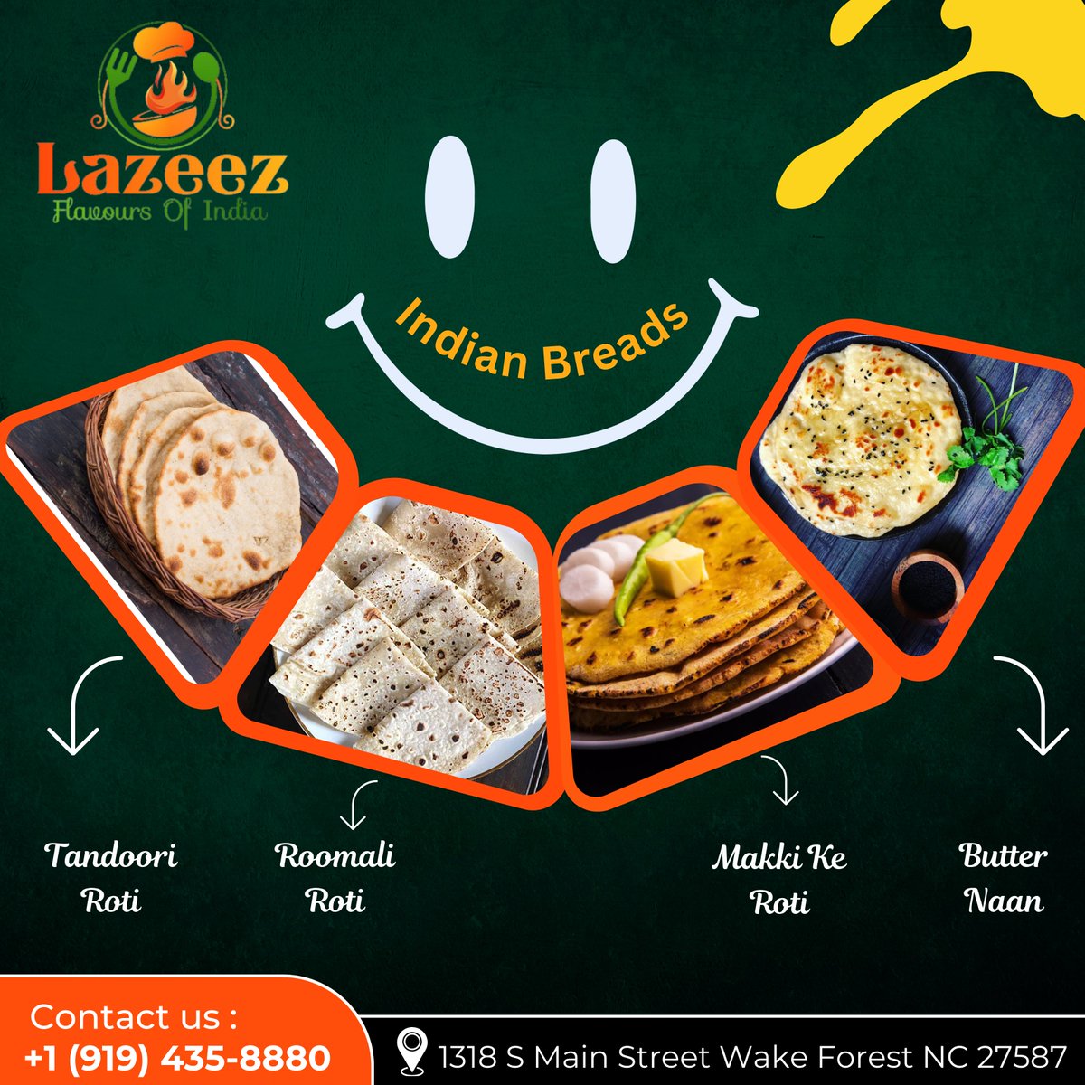 🍽️
Immerse yourself in the variety of tastes, and pair our Indian bread with your favorite curries, dals, and kebabs to create a symphony of flavors that will transport your taste buds straight to India.

🌐 lazeeznc.com

#LazeezRestaurant #TrianglePark #WakeForest