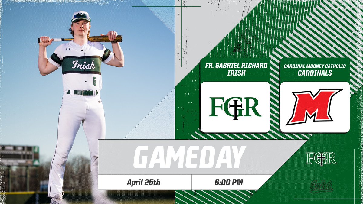 🚨GAMEDAY🚨 ⚾️ FGR 🆚 Cardinal Mooney ⚾️ 🗓️ Thursday, April 25, 2024 ⏰ 6:00 pm 🏟️ at EMU Go Irish! ☘️ #bleedgreen @barstoolfgr @FGRBaseball