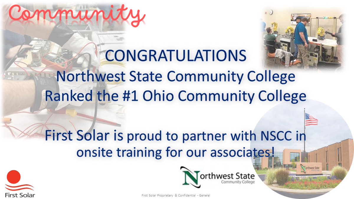 Thank you to @FirstSolar for recognizing this milestone, and for being a valuable training partner. We appreciate First Solar’s commitment to providing excellent and affordable training opportunities to their employees, which mirrors NSCC’s own mission. #NSCCProud