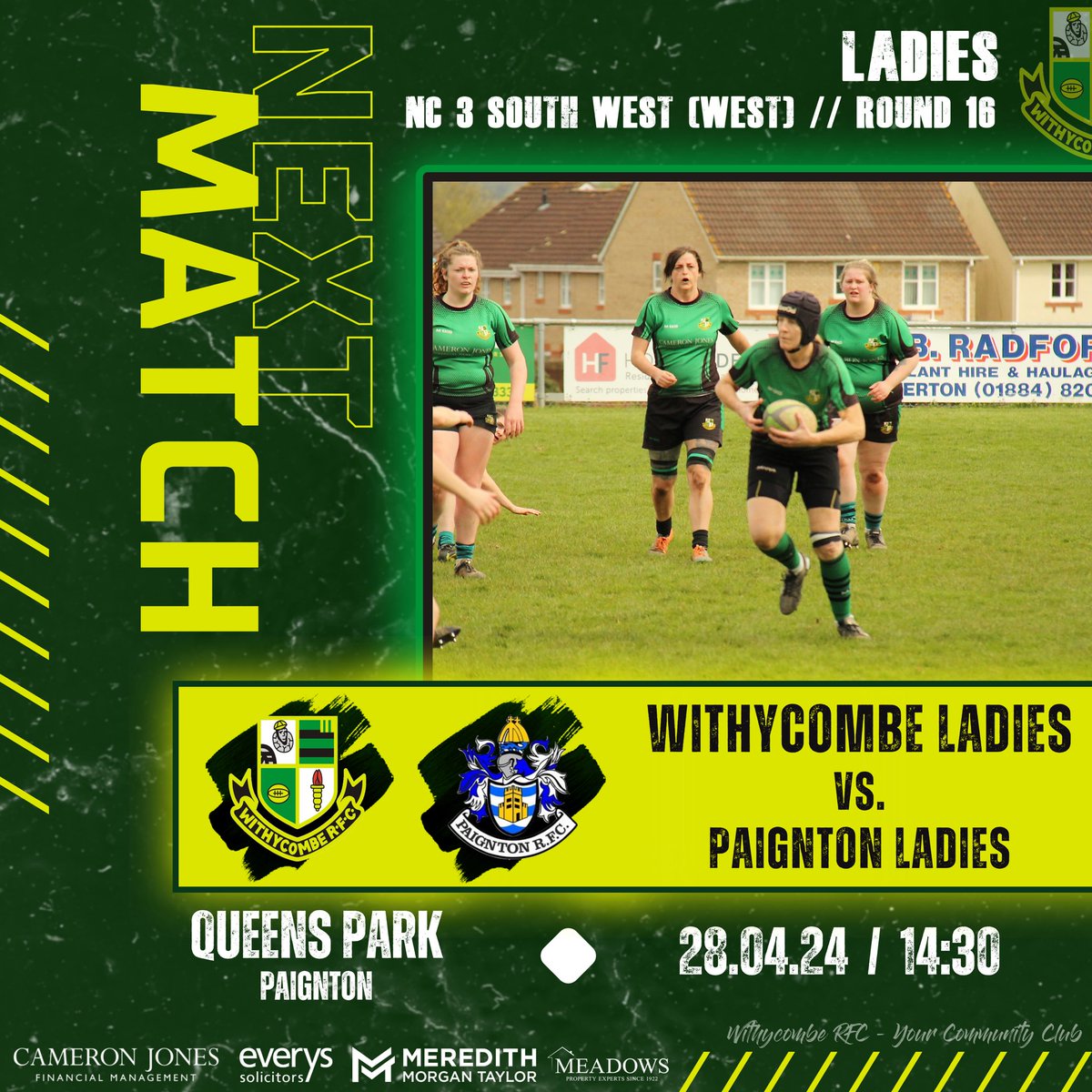 WithycombeRFC's tweet photo. This Sunday, the Withy Ladies conclude their season with a trip south to play Paignton Ladies at Queens Park. 
All support greatly appreciated as ever! 

#LadiesRugby #WithyLadies #Withies #UpTheWithy #UTW #WomensRugby #DevonRugby #GreenAndBlack #YourCommunityClub https://t.co/MXWsmPpCKj