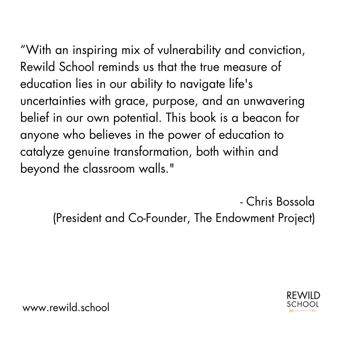 Advance praise for Rewild School from one of the most creative and committed entrepreneurs I know.

Thanks Chris!

#RewildSchool #educationreform #highered #socent #education #teaching #teachers #socialinnovation #Rewilding