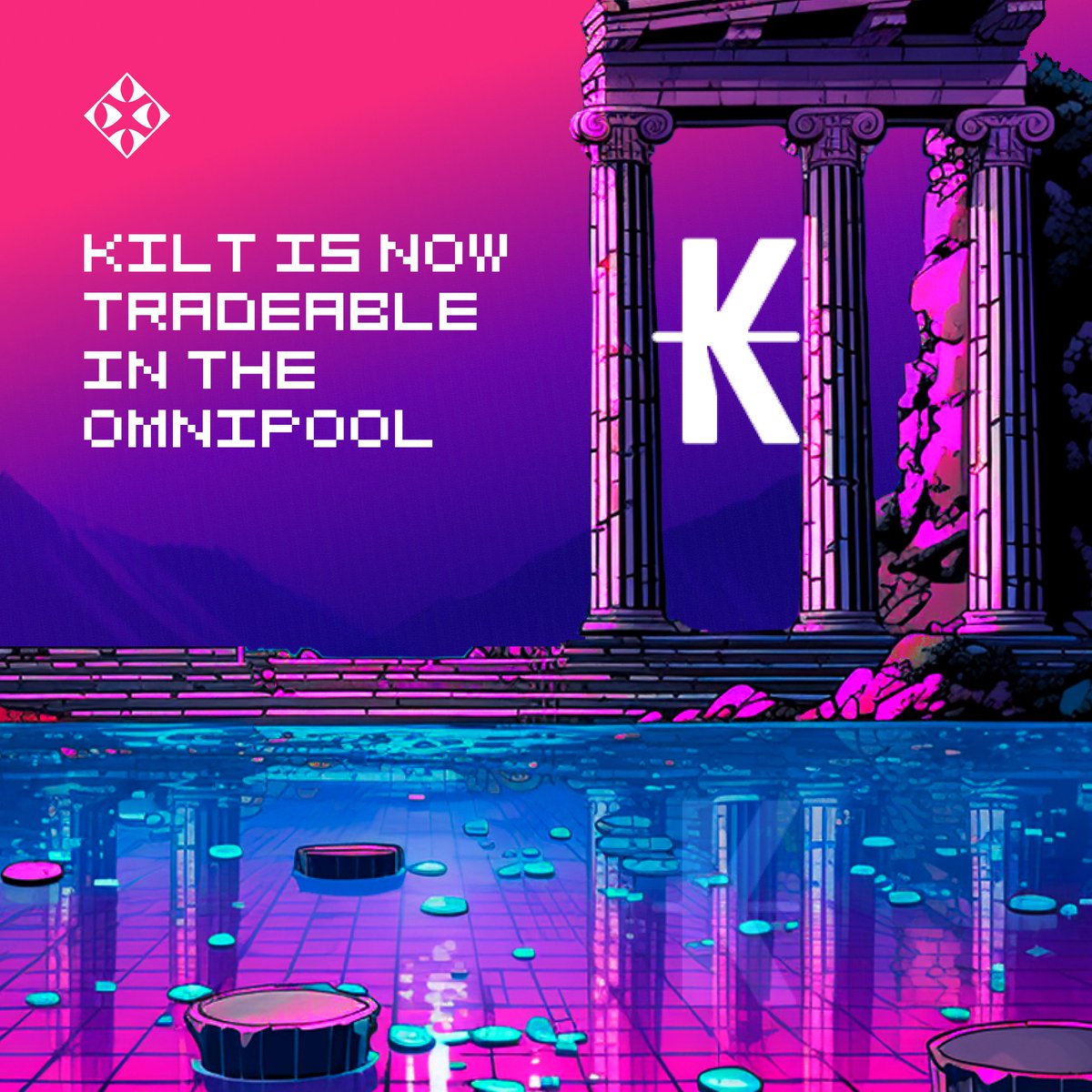 KILT - the native token of @Kiltprotocol - is now tradeable in the Omnipool; allowing swaps between KILT and over 30 other assets 🔀 250,000 KILT liquidity was provided trustlessly by the KILT Protocol Treasury - enacted through on-chain governance of KILT holders 🗳️ KILT is an…