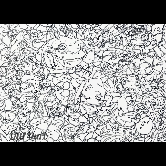Otti Ouri "ケロン"シリーズ4作目目下着彩中今年も個展(7/1〜7/7)で登場予定です#OttiOuri #art #個展 #奥野ビル #銀座中央ギャラリー 