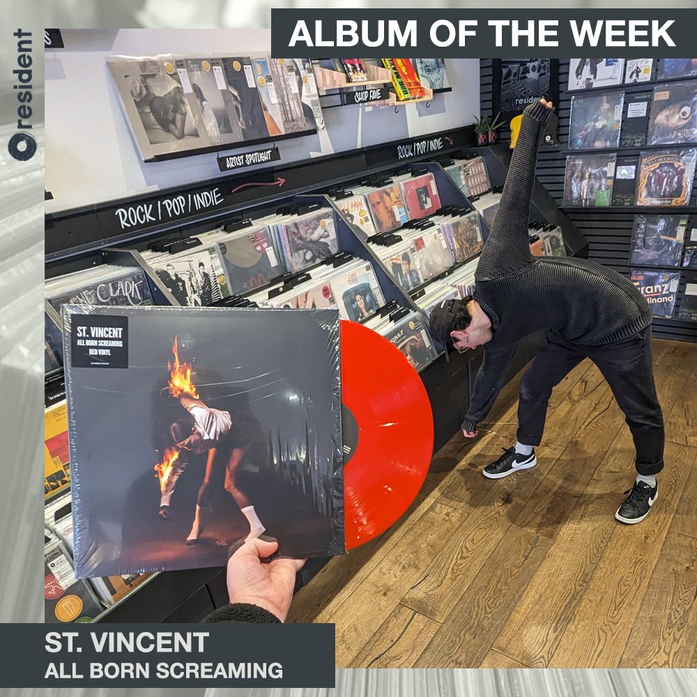 A kaleidoscopic record that shifts from outbursts of joy to atmospheric, Lynchian darkness 😱 But, whatever form it takes, it's evidently the astonishing work of @st_vincent through and through 🥰 We have a few leftover signed prints for collection! resident-music.com/productdetails…