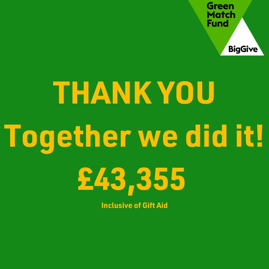We did it! Thank you so much to all those who donated to and shared our <a href="/BigGive/">Big Give</a>  #GreenMatchFund - we raised a whopping £43,355 (inclusive of Gift Aid).

Without your unwavering support, we would not have reached our goal. 

Once again, thank you. We did it.
