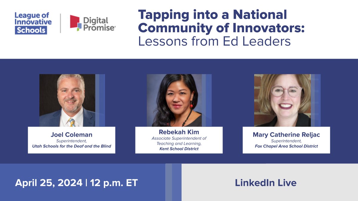 Join us TODAY for a vibrant conversation with League leaders @joeljcoleman, @MCReljac, & @EdLeaderKim around ways they’re building relationships with innovative #EdLeaders to help them tackle pressing challenges. Tune in at 12 p.m. ET! bit.ly/3TJIwJ1 #DPLIS