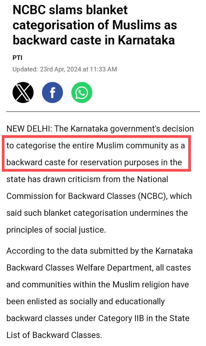 WOUNDEDHEALAR's tweet photo. @ExMiNsTriX @pallavict Did Congress mention including Muslims under backward castes in Karnataka? Next they will attempt this on All India level. https://t.co/SbhJj0jFc4
