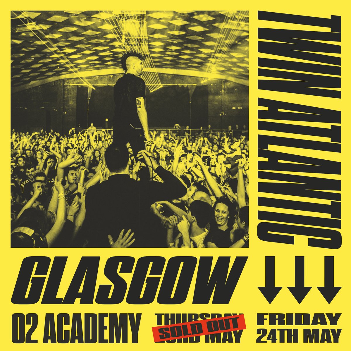 GLASGOW 🚨 We are exactly 4 weeks away from the O2 Academy. Thursday you’re officially sold out. FRIDAY 24th... get your tickets now, when they’re gone they’re gone!! Let’s close May with a bang and begin summer 2024 together. TICKETS HERE - bit.ly/FRIDAYGLA