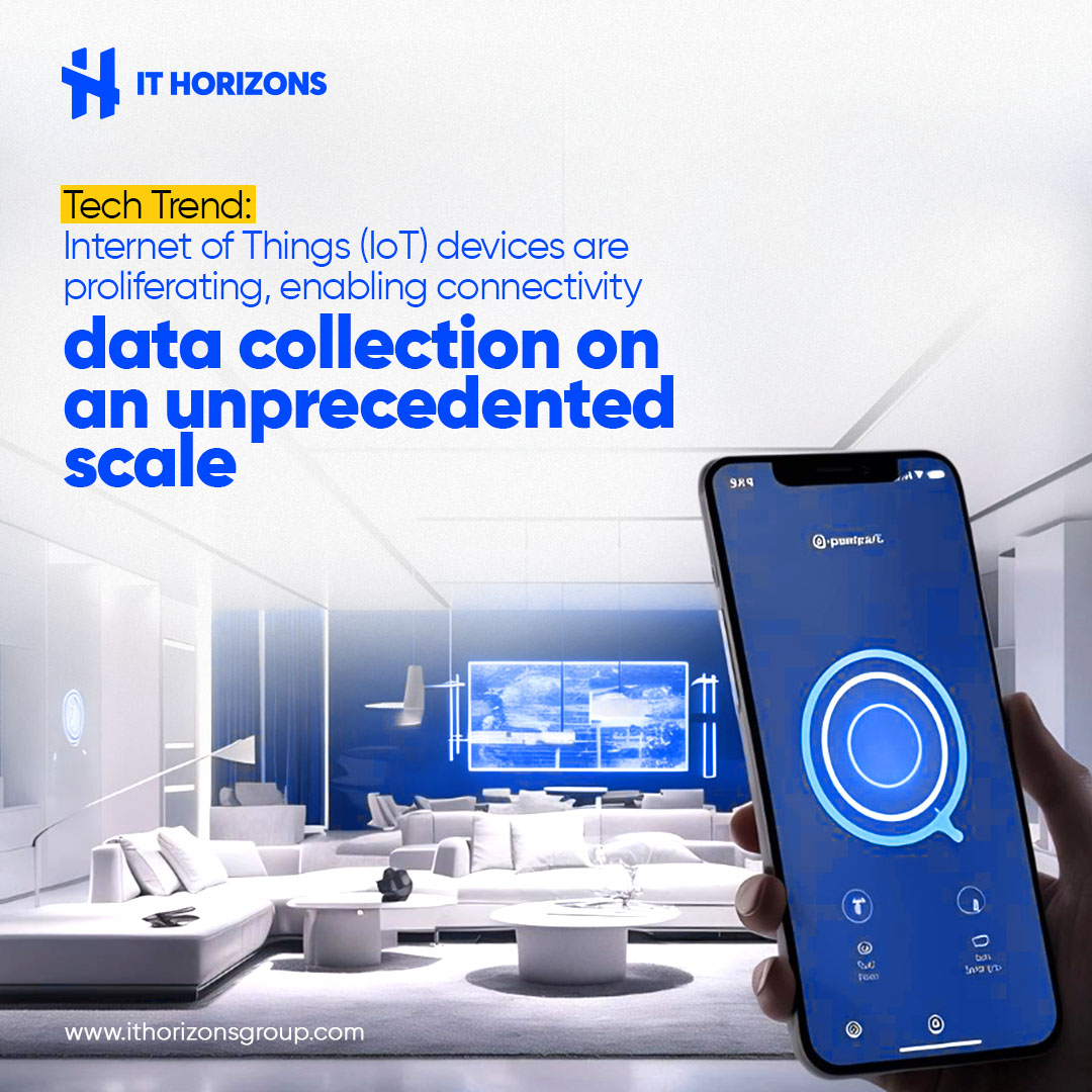 Harness the power of IoT with IT Horizons' IoT solutions, connecting your devices and unlocking valuable insights for your business. #TechTrend #IoT #InternetOfThings #ConnectedDevices #ITHorizons