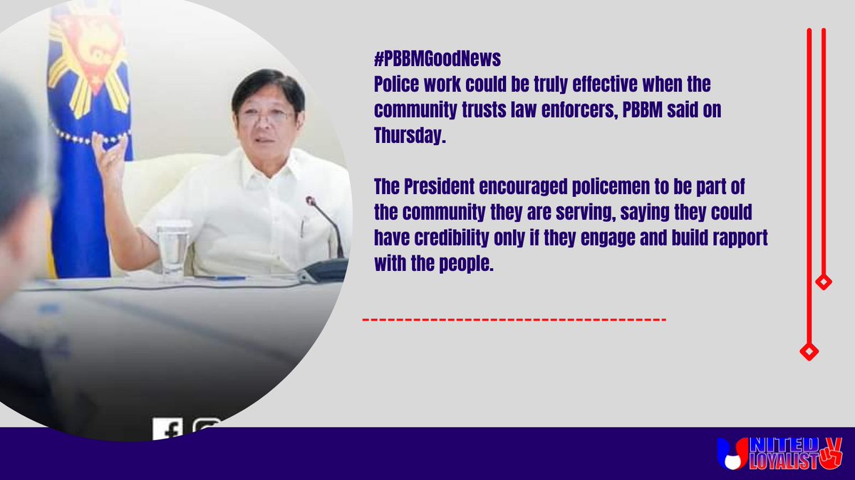 Police work could be truly effective when the community trusts law enforcers, PBBM

The President encouraged policemen to be part of the community they are serving, saying they could have credibility only if they engage and build rapport with the people.