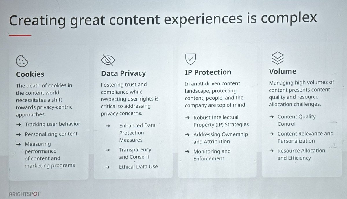 Let's stop pretending that #content is easy. Nobody managing the lifecycle of content in the digital age is just sitting around with nothing to do. Great summary from Raleigh McClayton of what's very top of mind for @TeamBrightspot customers.